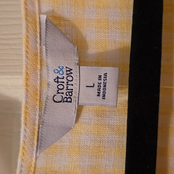 CROFT & BARROW WOMENS YELOW & WHITE GINGHAM TOP WITH RUFFLED SLEEVES SIZE LARGE - Picture 11 of 16